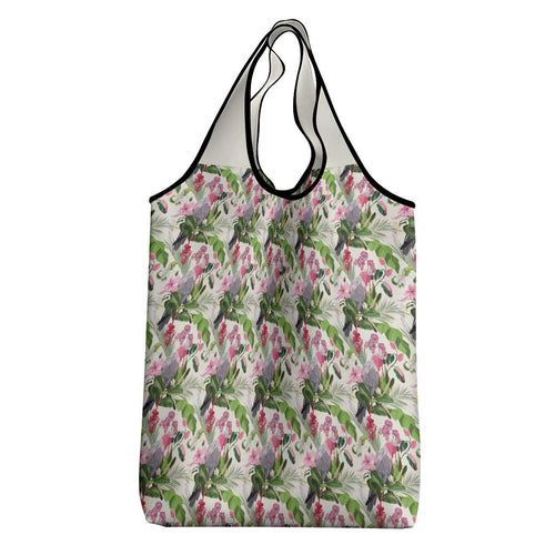Aussie Pink Cockatoo Flowers Seamless Pattern Grocery Bag - Aussie Hoodie