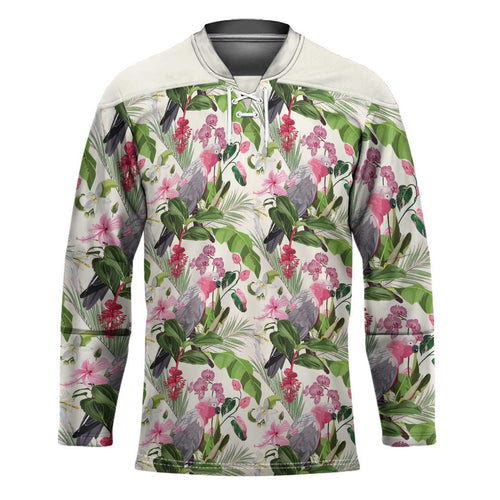 Aussie Pink Cockatoo Flowers Seamless Pattern Hockey Jersey - Aussie Hoodie