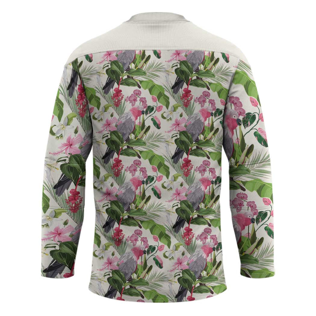 Aussie Pink Cockatoo Flowers Seamless Pattern Hockey Jersey - Aussie Hoodie