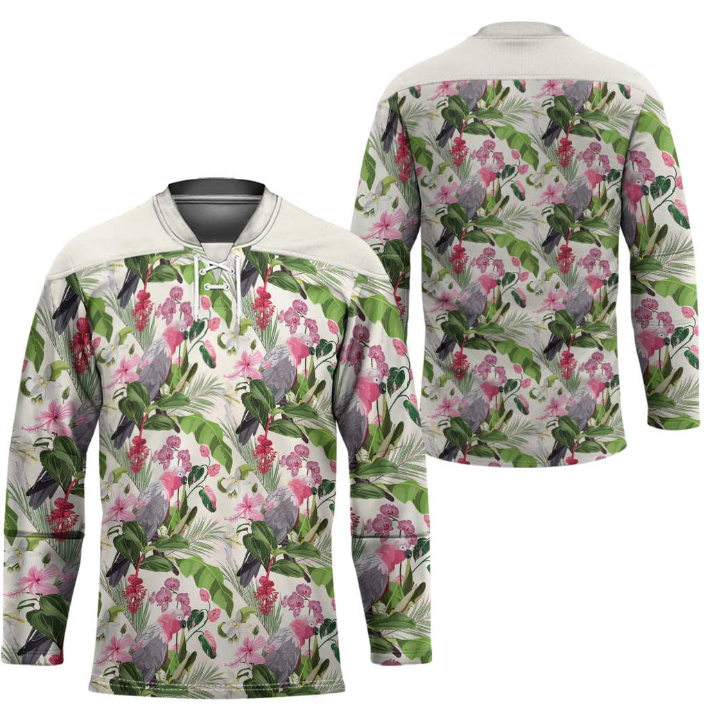 Aussie Pink Cockatoo Flowers Seamless Pattern Hockey Jersey - Aussie Hoodie