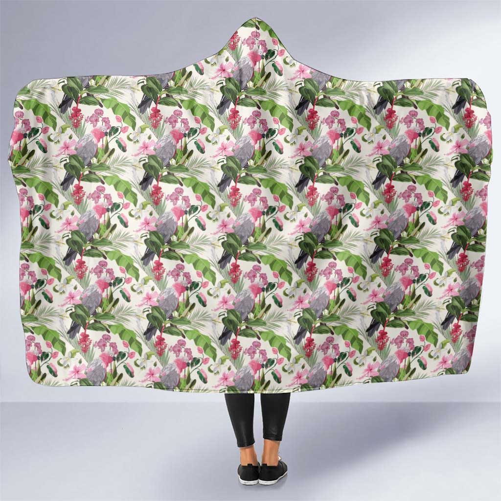 Aussie Pink Cockatoo Flowers Seamless Pattern Hooded Blanket - Aussie Hoodie