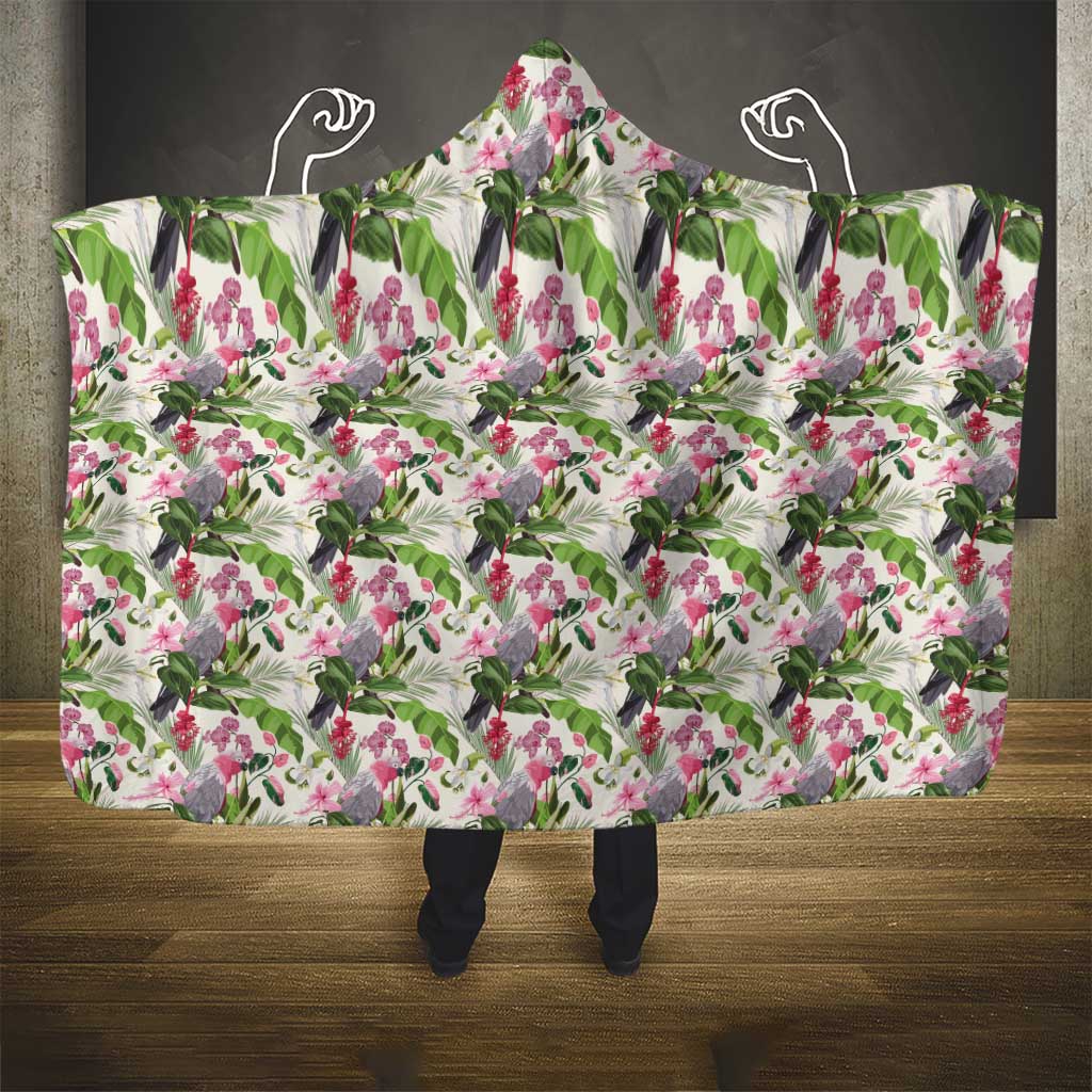 Aussie Pink Cockatoo Flowers Seamless Pattern Hooded Blanket - Aussie Hoodie