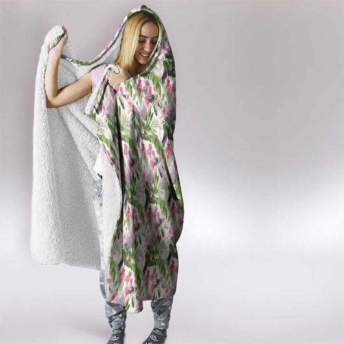 Aussie Pink Cockatoo Flowers Seamless Pattern Hooded Blanket - Aussie Hoodie