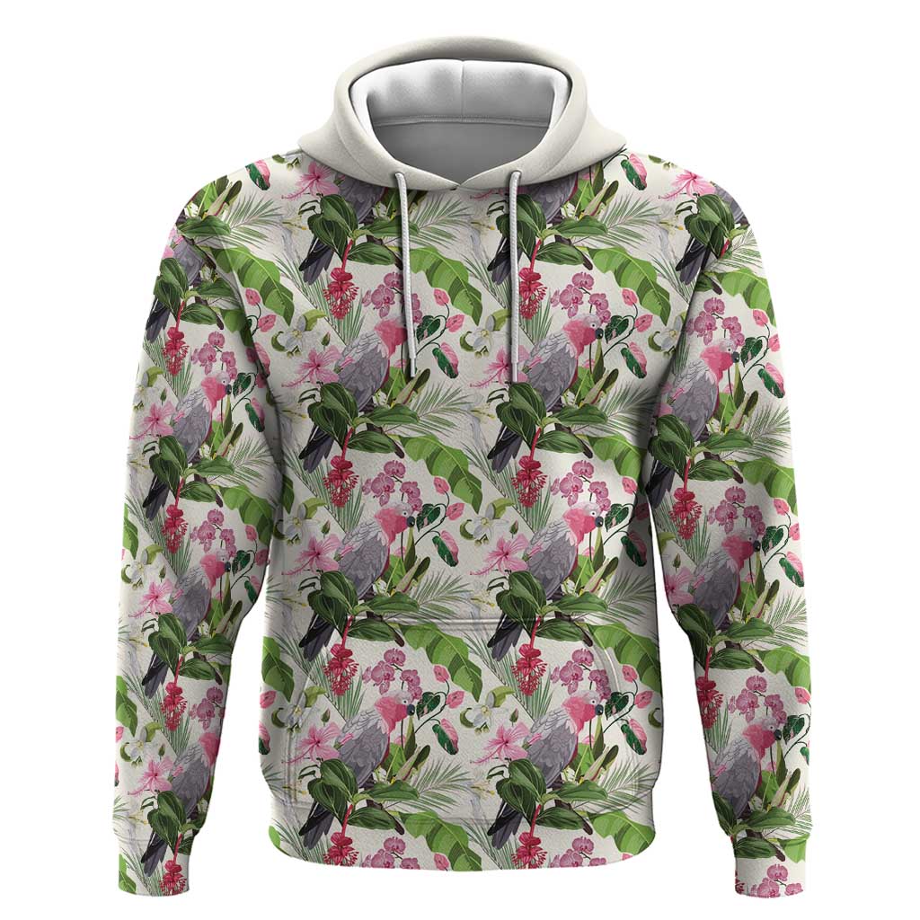 Aussie Pink Cockatoo Flowers Seamless Pattern Hoodie - Aussie Hoodie