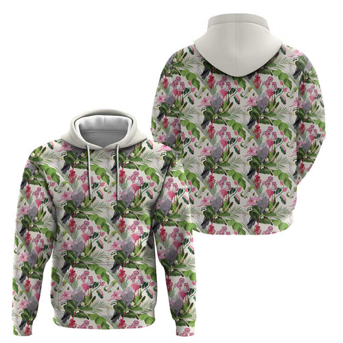 Aussie Pink Cockatoo Flowers Seamless Pattern Hoodie - Aussie Hoodie