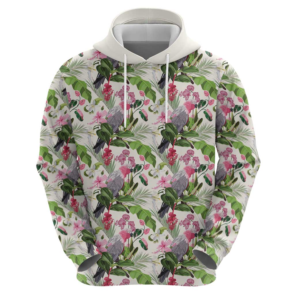 Aussie Pink Cockatoo Flowers Seamless Pattern Hoodie - Aussie Hoodie