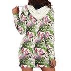 Aussie Pink Cockatoo Flowers Seamless Pattern Hoodie Dress - Aussie Hoodie