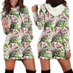 Aussie Pink Cockatoo Flowers Seamless Pattern Hoodie Dress - Aussie Hoodie
