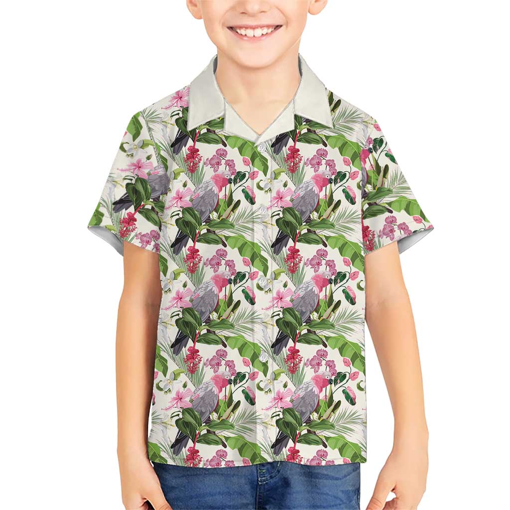 Aussie Pink Cockatoo Flowers Seamless Pattern Kid Hawaiian Shirt - Aussie Hoodie