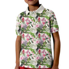 Aussie Pink Cockatoo Flowers Seamless Pattern Kid Polo Shirt - Aussie Hoodie