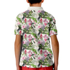 Aussie Pink Cockatoo Flowers Seamless Pattern Kid Polo Shirt - Aussie Hoodie
