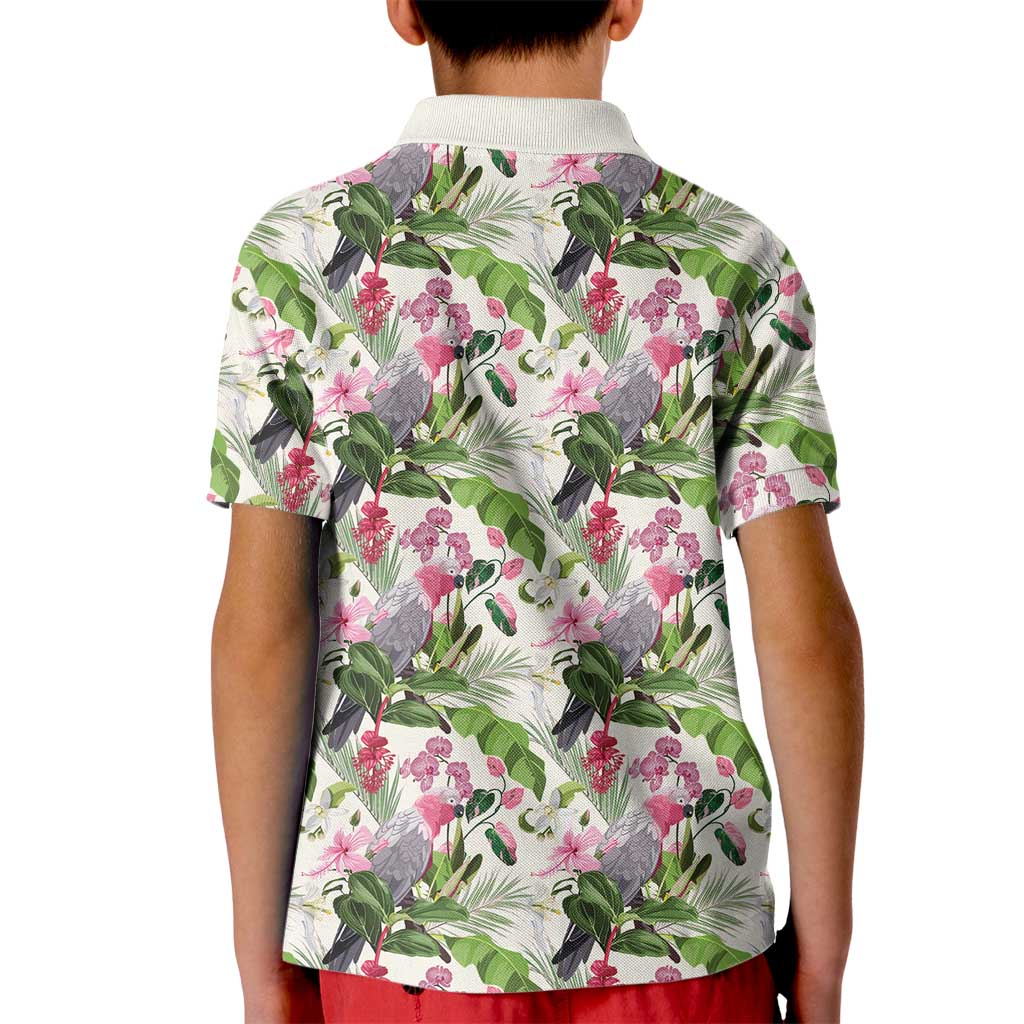 Aussie Pink Cockatoo Flowers Seamless Pattern Kid Polo Shirt - Aussie Hoodie