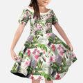 Aussie Pink Cockatoo Flowers Seamless Pattern Kid Short Sleeve Dress - Aussie Hoodie