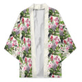Aussie Pink Cockatoo Flowers Seamless Pattern Kimono - Aussie Hoodie