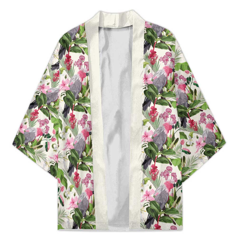 Aussie Pink Cockatoo Flowers Seamless Pattern Kimono - Aussie Hoodie