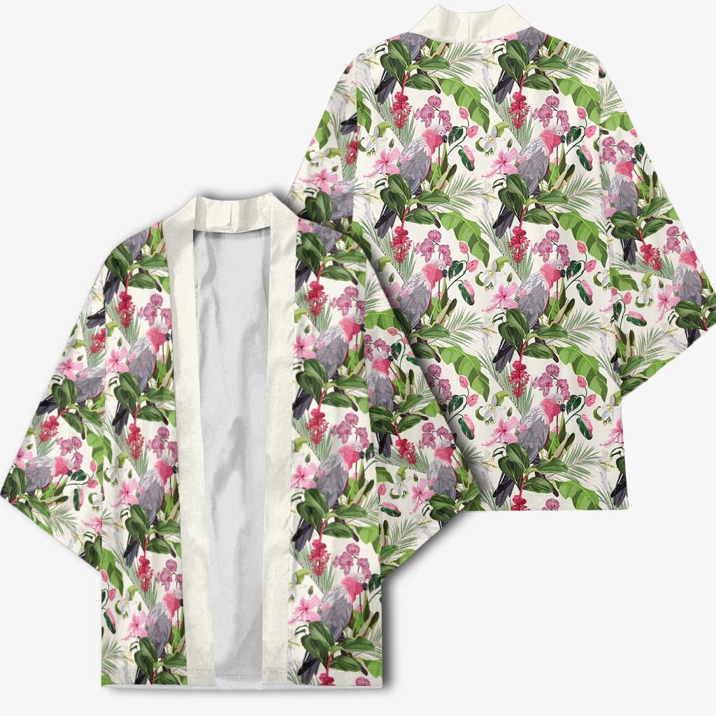 Aussie Pink Cockatoo Flowers Seamless Pattern Kimono - Aussie Hoodie