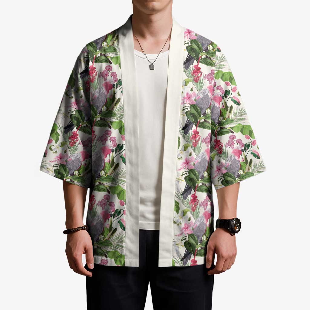 Aussie Pink Cockatoo Flowers Seamless Pattern Kimono - Aussie Hoodie