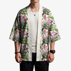 Aussie Pink Cockatoo Flowers Seamless Pattern Kimono - Aussie Hoodie