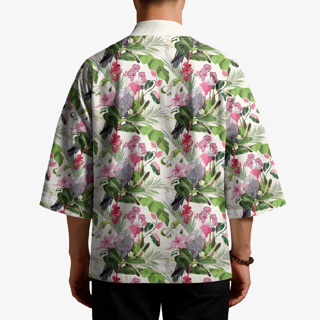 Aussie Pink Cockatoo Flowers Seamless Pattern Kimono - Aussie Hoodie