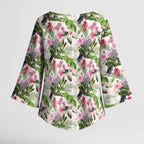 Aussie Pink Cockatoo Flowers Seamless Pattern Kimono Sleeve Blouse - Aussie Hoodie
