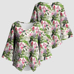 Aussie Pink Cockatoo Flowers Seamless Pattern Kimono Sleeve Blouse - Aussie Hoodie