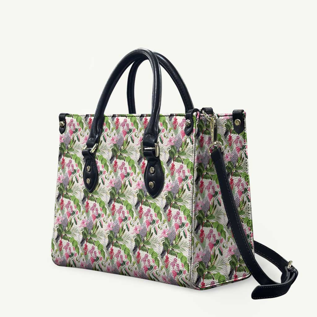 Aussie Pink Cockatoo Flowers Seamless Pattern Leather Bag - Aussie Hoodie