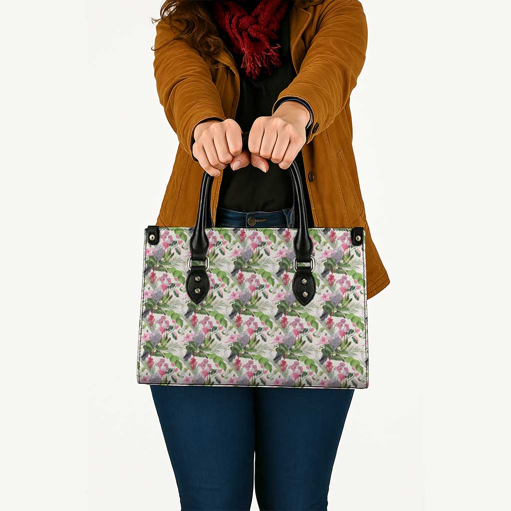 Aussie Pink Cockatoo Flowers Seamless Pattern Leather Bag - Aussie Hoodie