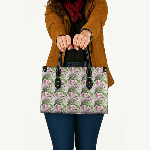 Aussie Pink Cockatoo Flowers Seamless Pattern Leather Bag - Aussie Hoodie