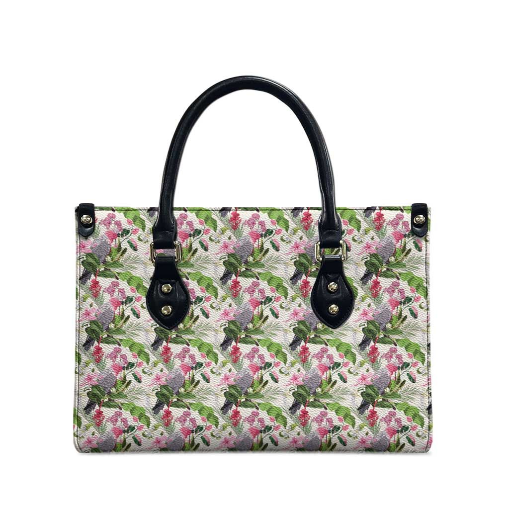 Aussie Pink Cockatoo Flowers Seamless Pattern Leather Bag - Aussie Hoodie