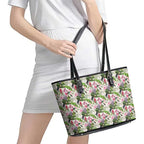 Aussie Pink Cockatoo Flowers Seamless Pattern Leather Tote Bag - Aussie Hoodie