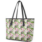Aussie Pink Cockatoo Flowers Seamless Pattern Leather Tote Bag - Aussie Hoodie
