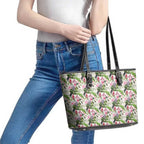 Aussie Pink Cockatoo Flowers Seamless Pattern Leather Tote Bag - Aussie Hoodie
