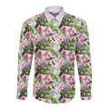 Aussie Pink Cockatoo Flowers Seamless Pattern Long Sleeve Button Shirt - Aussie Hoodie