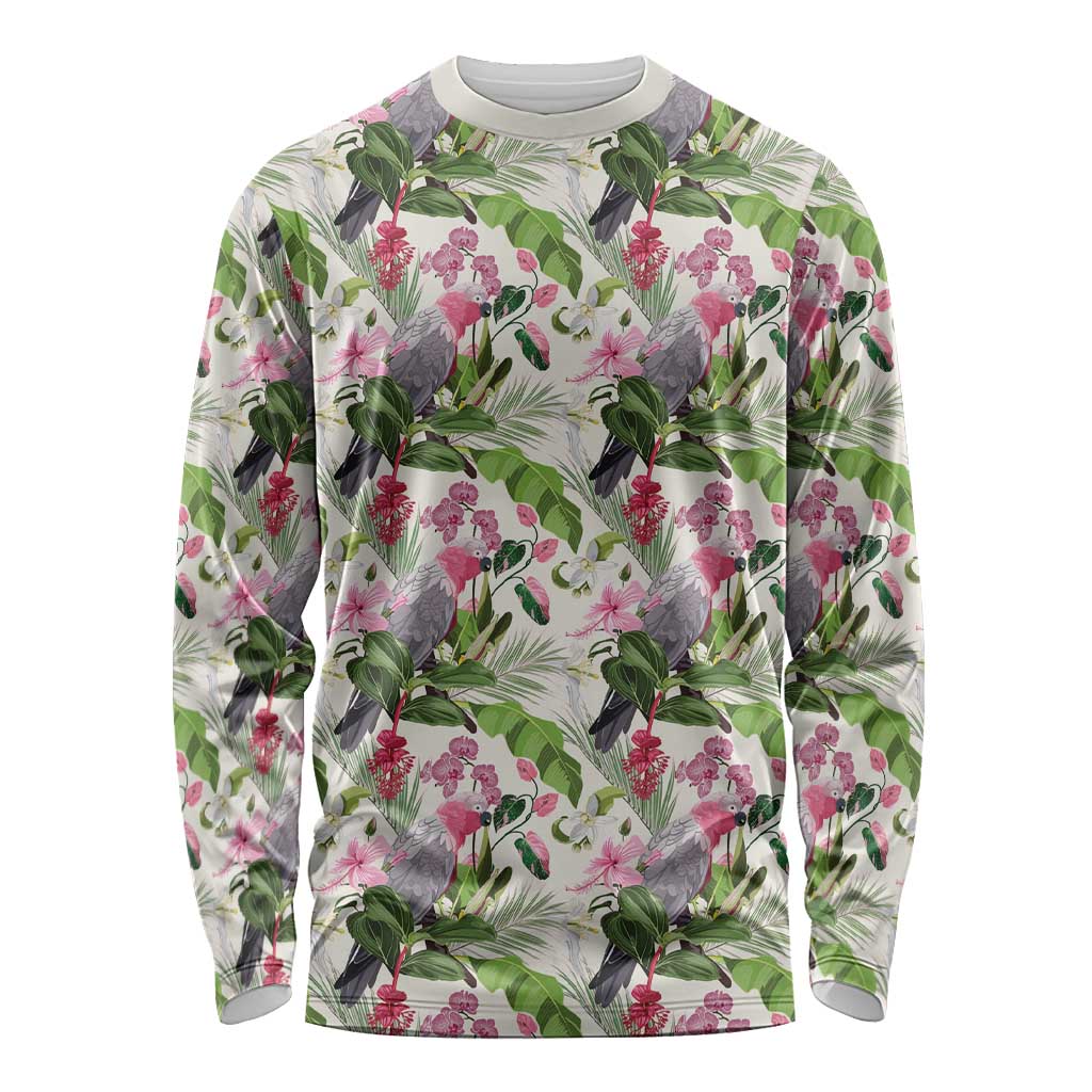 Aussie Pink Cockatoo Flowers Seamless Pattern Long Sleeve Shirt - Aussie Hoodie