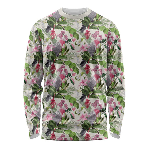 Aussie Pink Cockatoo Flowers Seamless Pattern Long Sleeve Shirt - Aussie Hoodie