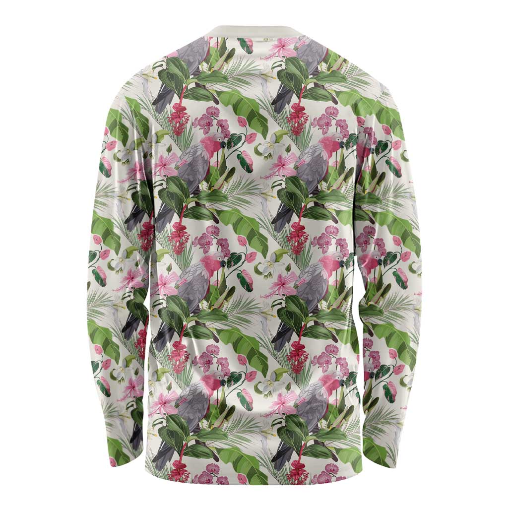 Aussie Pink Cockatoo Flowers Seamless Pattern Long Sleeve Shirt - Aussie Hoodie