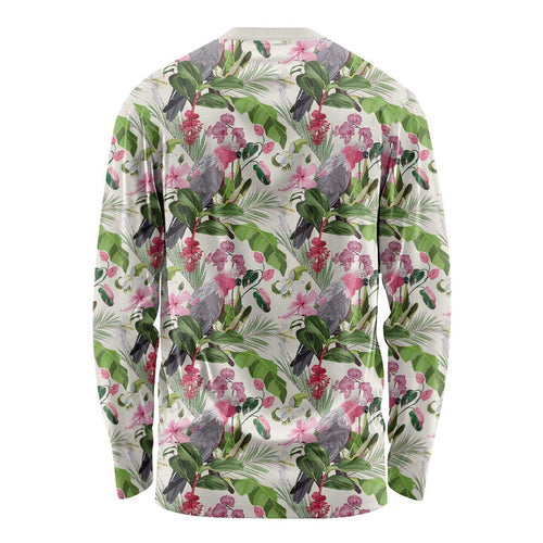 Aussie Pink Cockatoo Flowers Seamless Pattern Long Sleeve Shirt - Aussie Hoodie