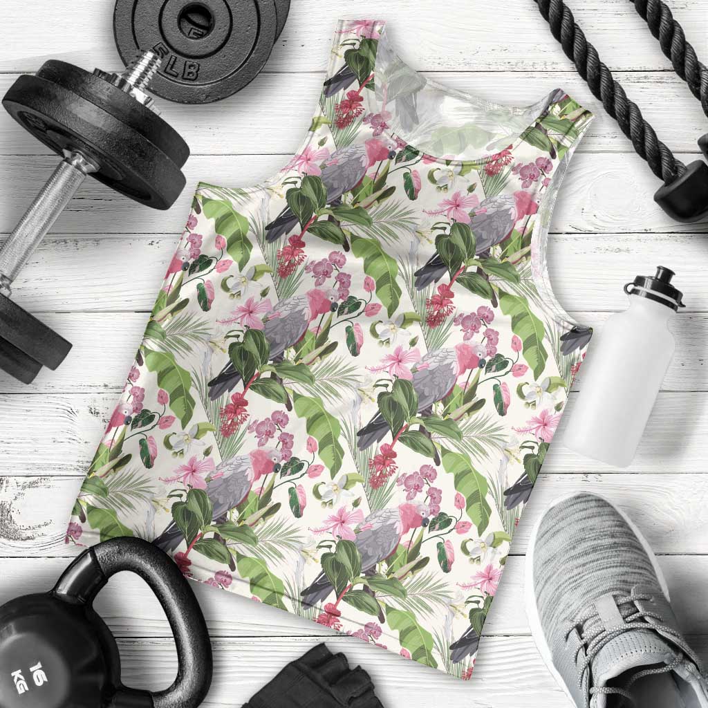 Aussie Pink Cockatoo Flowers Seamless Pattern Men Tank Top - Aussie Hoodie