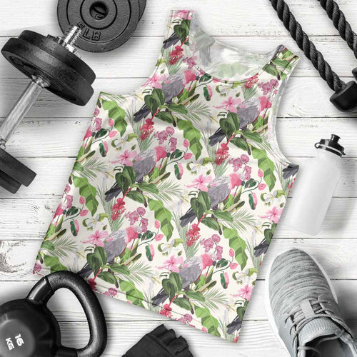 Aussie Pink Cockatoo Flowers Seamless Pattern Men Tank Top - Aussie Hoodie