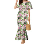 Aussie Pink Cockatoo Flowers Seamless Pattern Mermaid Dress - Aussie Hoodie