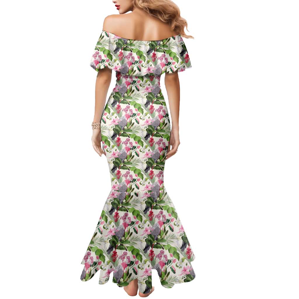 Aussie Pink Cockatoo Flowers Seamless Pattern Mermaid Dress - Aussie Hoodie