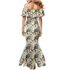 Aussie Pink Cockatoo Flowers Seamless Pattern Mermaid Dress - Aussie Hoodie
