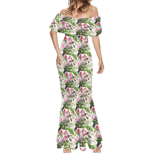 Aussie Pink Cockatoo Flowers Seamless Pattern Mermaid Dress - Aussie Hoodie