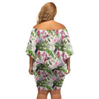 Aussie Pink Cockatoo Flowers Seamless Pattern Off Shoulder Short Dress - Aussie Hoodie