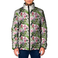 Aussie Pink Cockatoo Flowers Seamless Pattern Padded Jacket - Aussie Hoodie