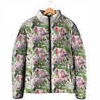 Aussie Pink Cockatoo Flowers Seamless Pattern Padded Jacket - Aussie Hoodie