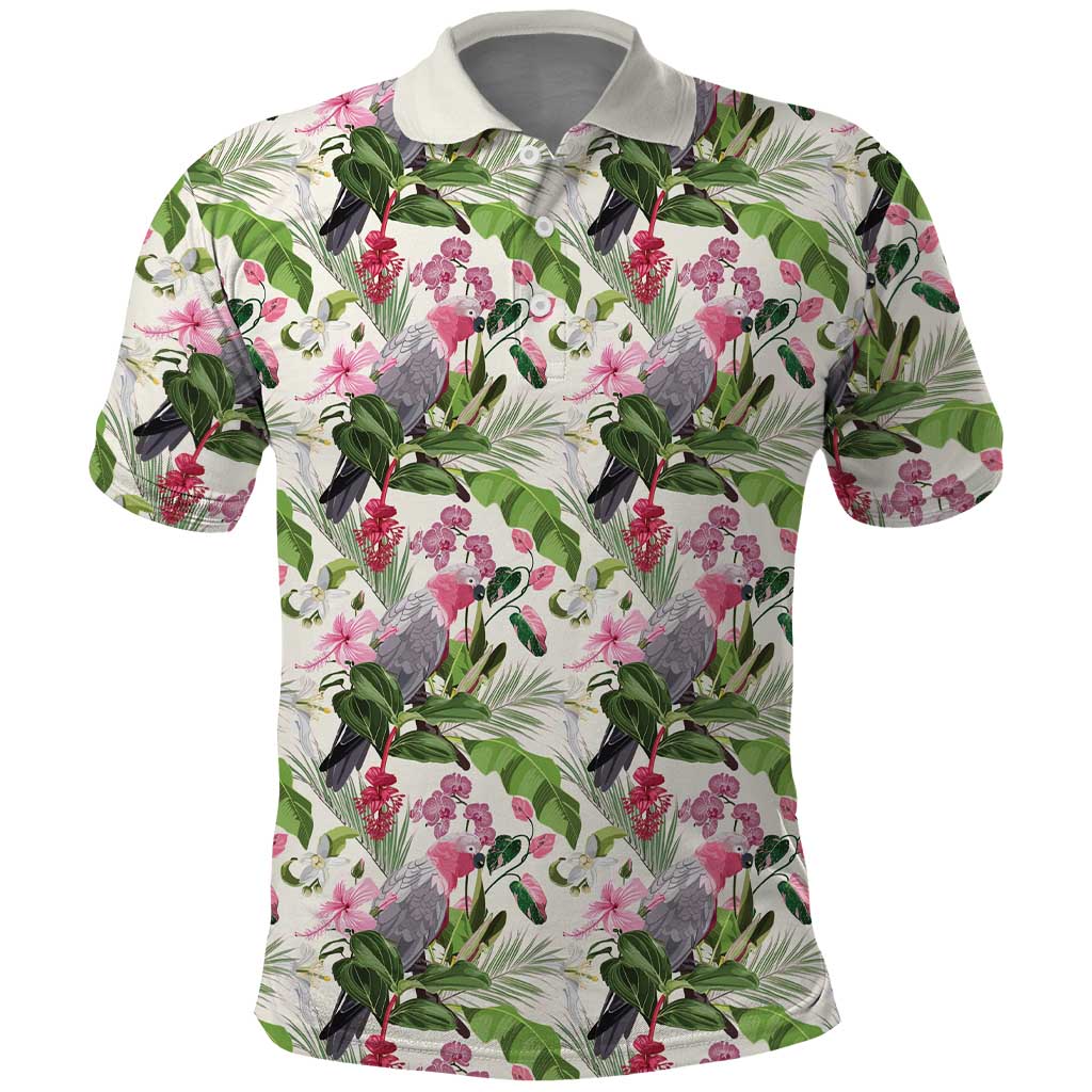 Aussie Pink Cockatoo Flowers Seamless Pattern Polo Shirt - Aussie Hoodie
