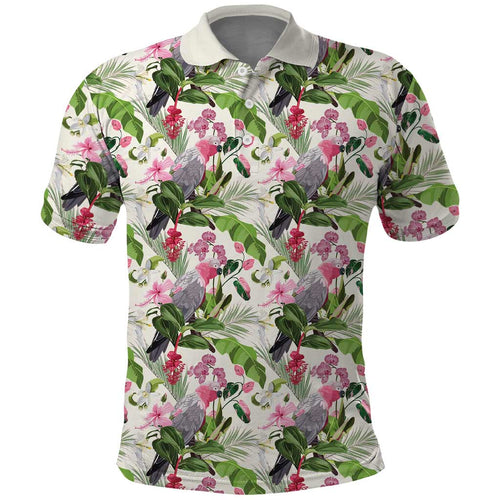 Aussie Pink Cockatoo Flowers Seamless Pattern Polo Shirt - Aussie Hoodie
