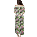 Aussie Pink Cockatoo Flowers Seamless Pattern Puletasi - Aussie Hoodie