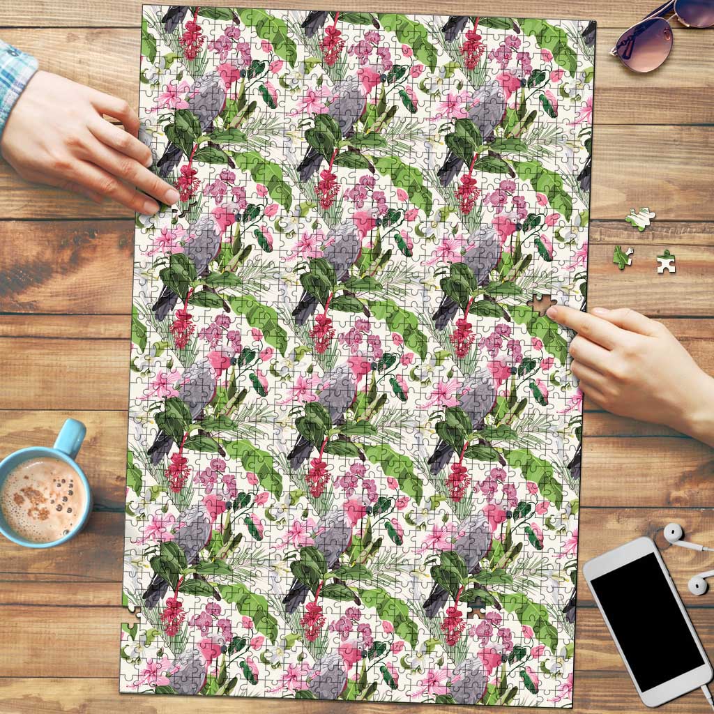Aussie Pink Cockatoo Flowers Seamless Pattern Puzzle - Aussie Hoodie